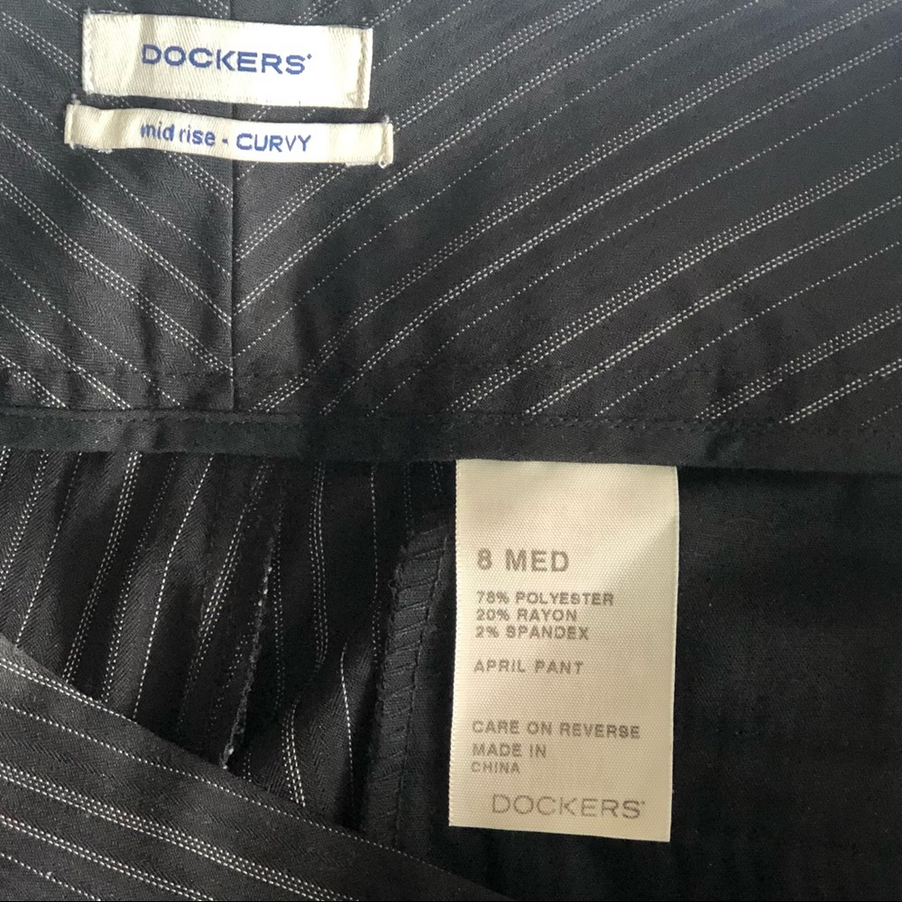 Dockers Womens Black Pinstripe Mid-rise Curvy Pants Size 8 - Picture 7 of 14